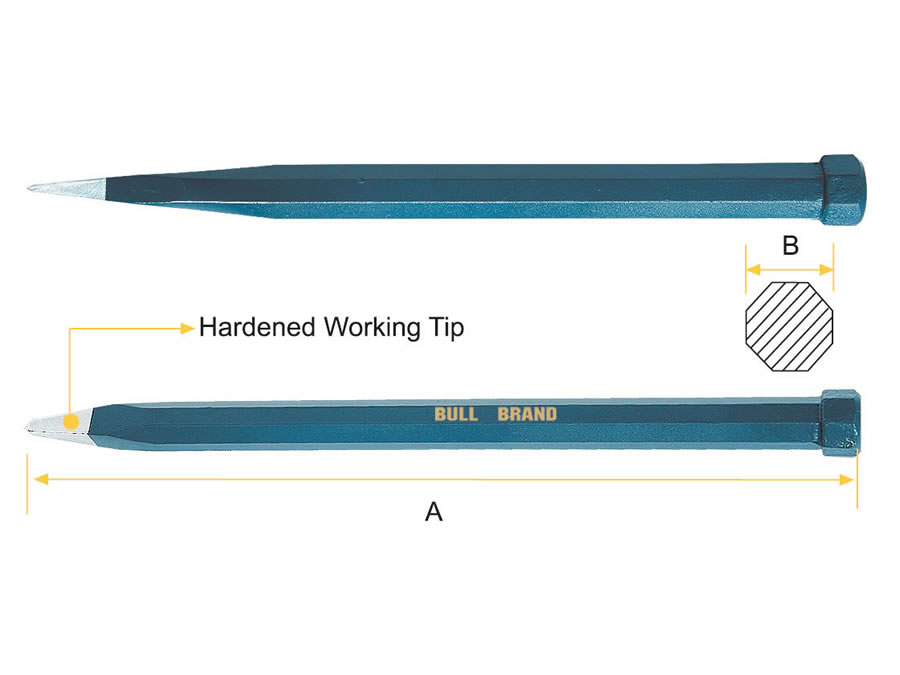 Cold Chisel - Oct Shank, Pointed Tip, Protection Head