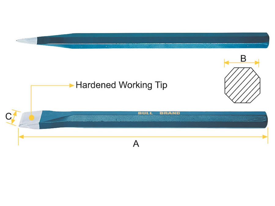 Cold Chisel - Flat Tip, Oct Shank