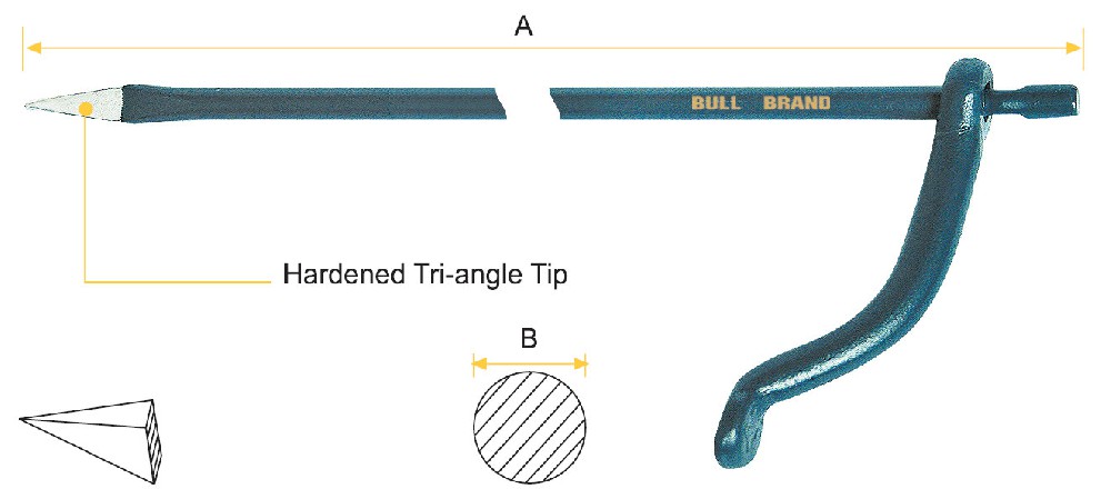Mason's Pin - Tri-angle Tip, Round Shank, Round Handle
