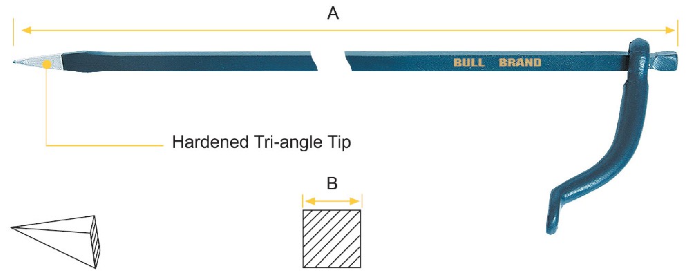 Mason's Pin - Tri-angle Tip, Square Shank, Round Handle
