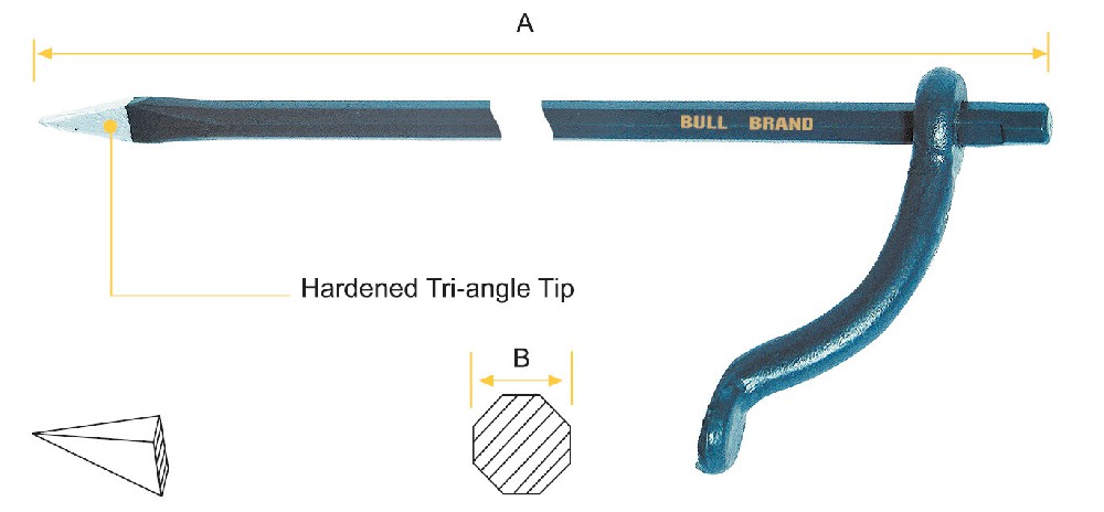 Mason's Pin - Tri-angle Tip, Oct Shank, Round Handle