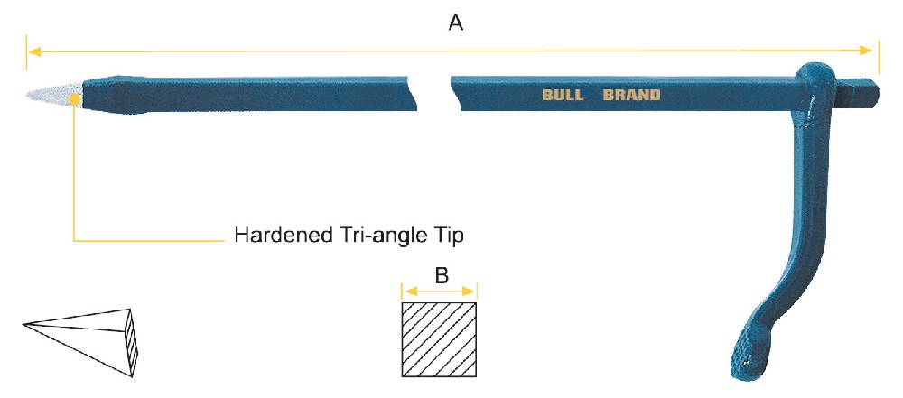 Mason's Pin - Tri-angle Tip,Square Shank, Mold Forged Handle