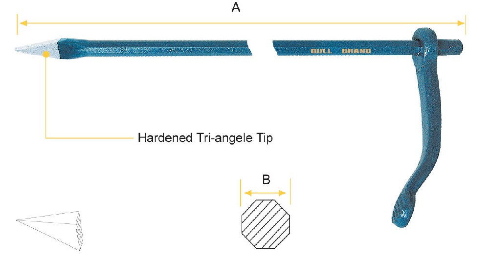 Mason's Pin - Tri-angle Tip, Oct Shank, Mold Forged Handle