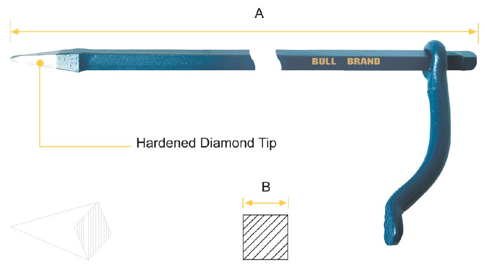 Mason's Pin - Diamond Tip, Square Shank, Round Handle