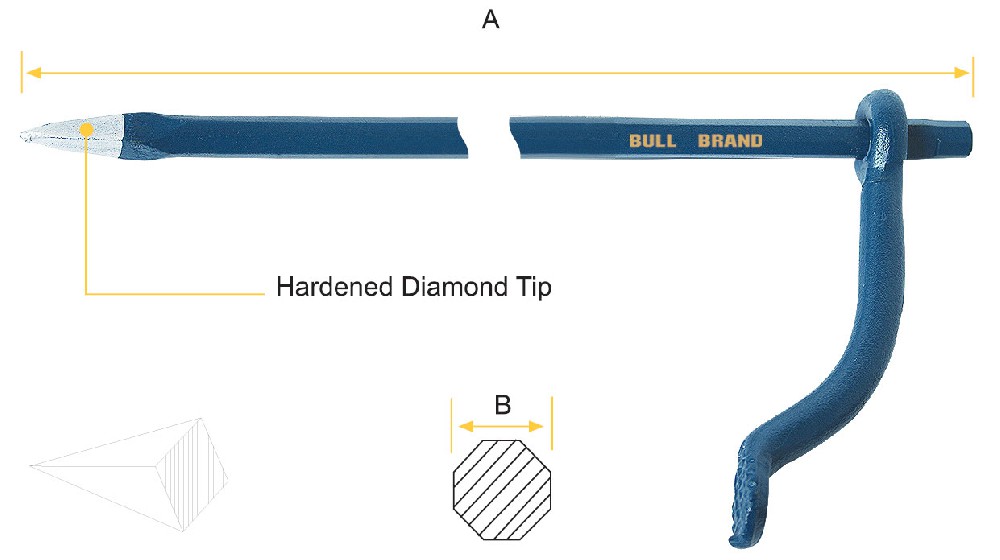 Mason's Pin - Diamond Tip, Oct Shank, Round Handle