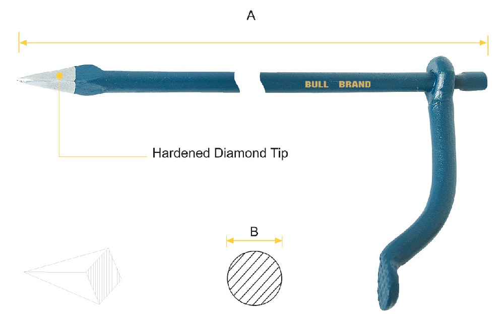 Mason's Pin - Diamond Tip, Round Shank, Round Handle