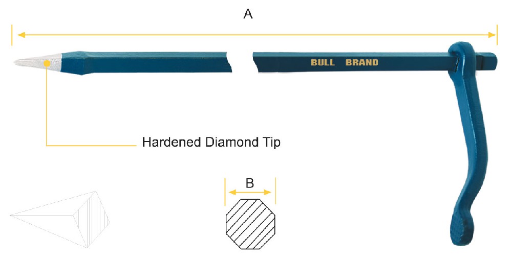 Mason's Pin - Diamond Tip, Oct Shank, Mold Forged handle