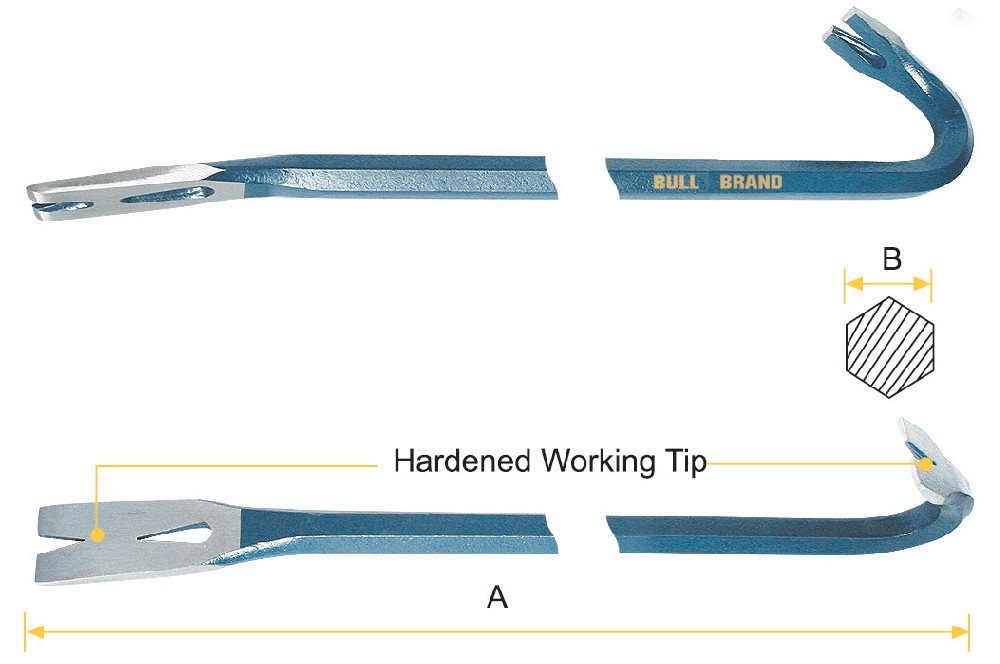 Wrecking Bar - Hex Shank with Gooseneck & Notch