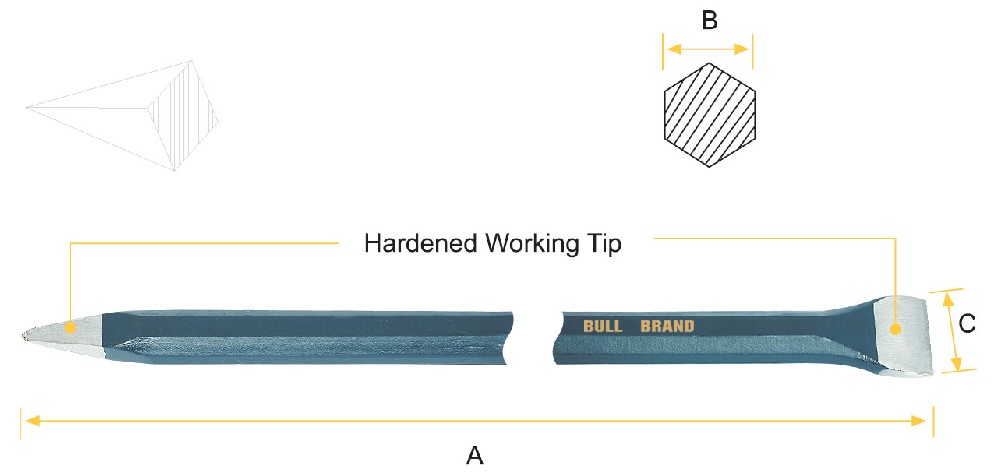 Straight Chisel - Hex Shank
