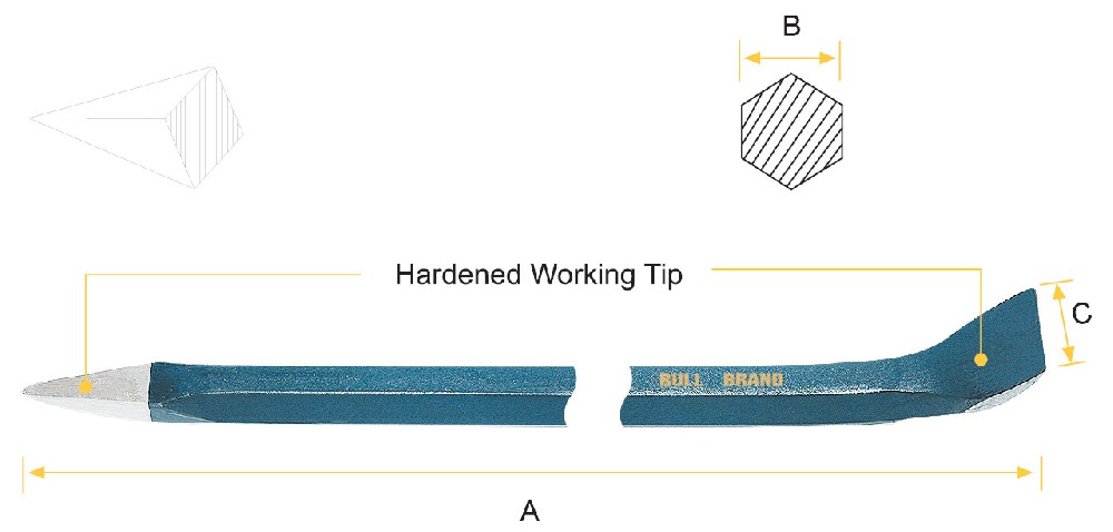 Bent Chisel - Hex Shank